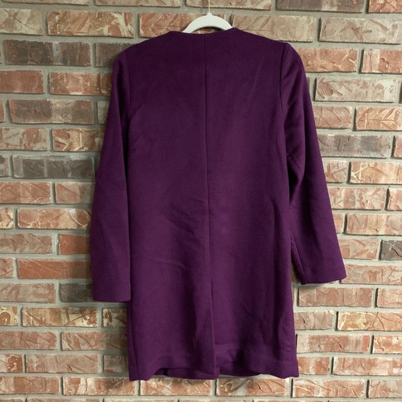 Kate Spade Saturday X-Small Purple Women's Soft Wool Blend Winter Pea Coat EUC - Picture 3 of 13
